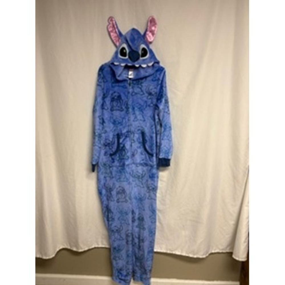 Disney Lilo & Stitch Fleece Hooded Union Suit Pajamas One Piece Large Loungewear